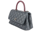 Chanel Grey Caviar & Lizard Embossed Coco Top Handle Bag - Shop Prestige