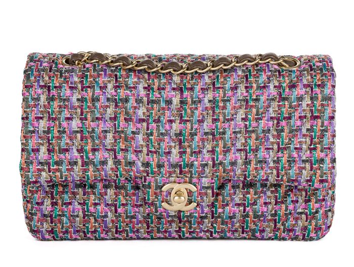 Chanel Multicolor Quilted Tweed Medium Double Flap Bag - Shop Prestige