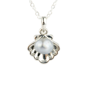 Tahitian Keshi Pearl Sterling Silver Seashell Necklace