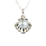 Tahitian Keshi Pearl Sterling Silver Seashell Necklace