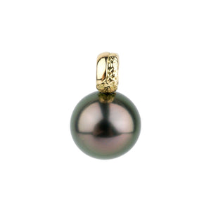 Aubergine Green 10.8mm Tahitian Pearl Pendant on 18K Yellow Gold