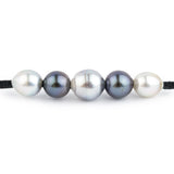 Quintuple Silvery Indigo 9.2-11.4mm Mana Pearl Necklace