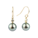 Tahitian Pearl & Diamond Aurora French Hook Earrings on 14K Yellow Gold