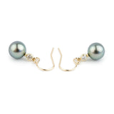 Tahitian Pearl & Diamond Aurora French Hook Earrings on 14K Yellow Gold