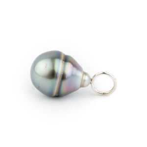 Blue-Pink Circled 10.5mm Tahitian Pearl Pendant on Sterling Silver