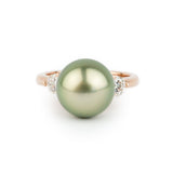 Tahitian Pearl & Diamond Bisou Ring on 14K Rose Gold