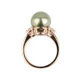 Tahitian Pearl & Diamond Bisou Ring on 14K Rose Gold