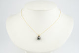 Tropical Midnight 9.5mm Tahitian Pearl I'a Necklace on 14K Yellow Gold