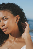 Pink Peacock Tahitian Pearl & Diamond Toru Earrings on 14K White Gold