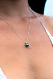 Peacock Green 9.6mm Tahitian Pearl I'a Necklace on 14K Rose Gold
