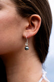 Deep Peacock Green Tahitian Pearl Hibiscus Rose Gold Vermeil Hook Earrings